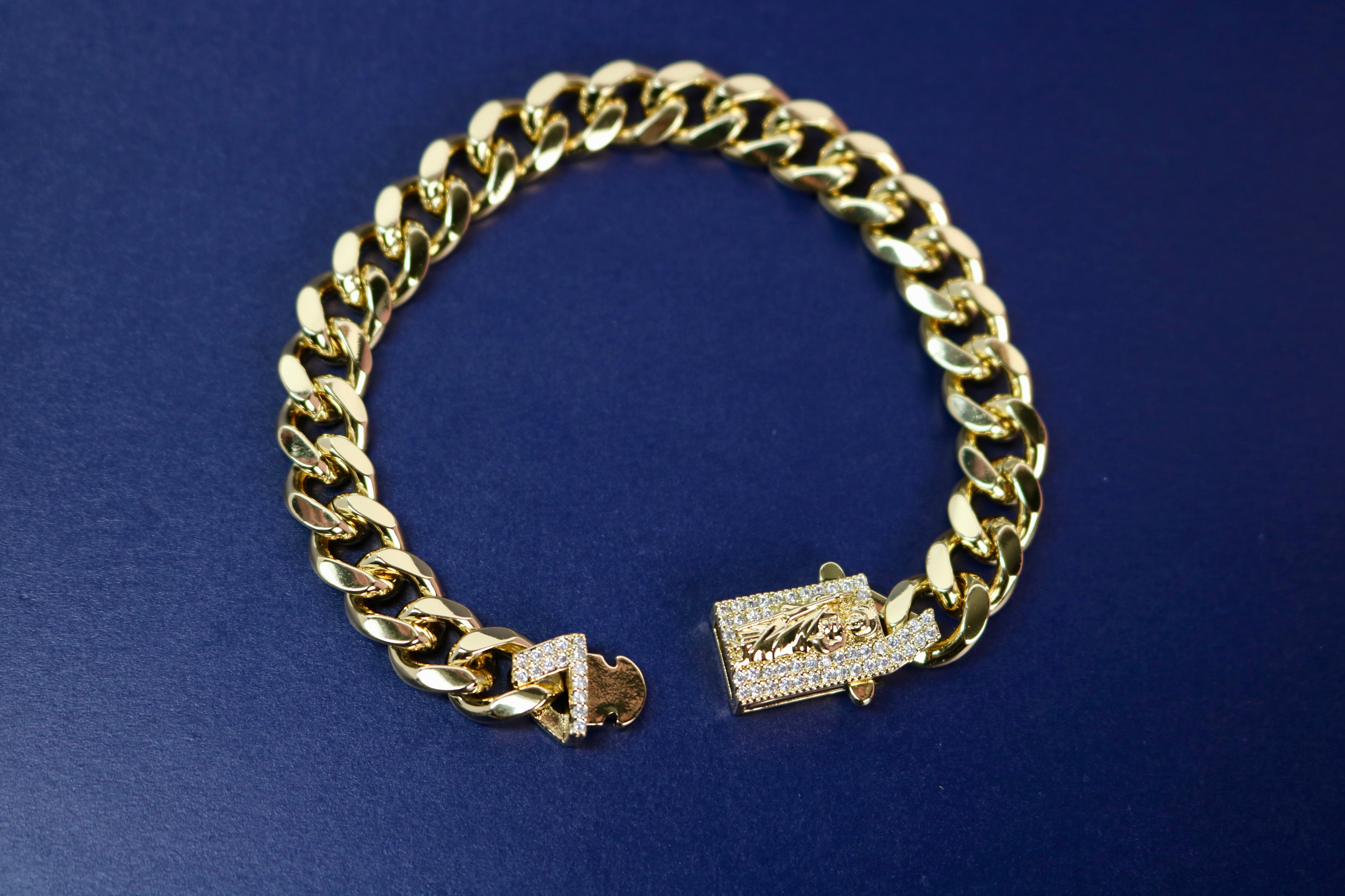 14k Gold Plated San Judas Cuban Bracelet