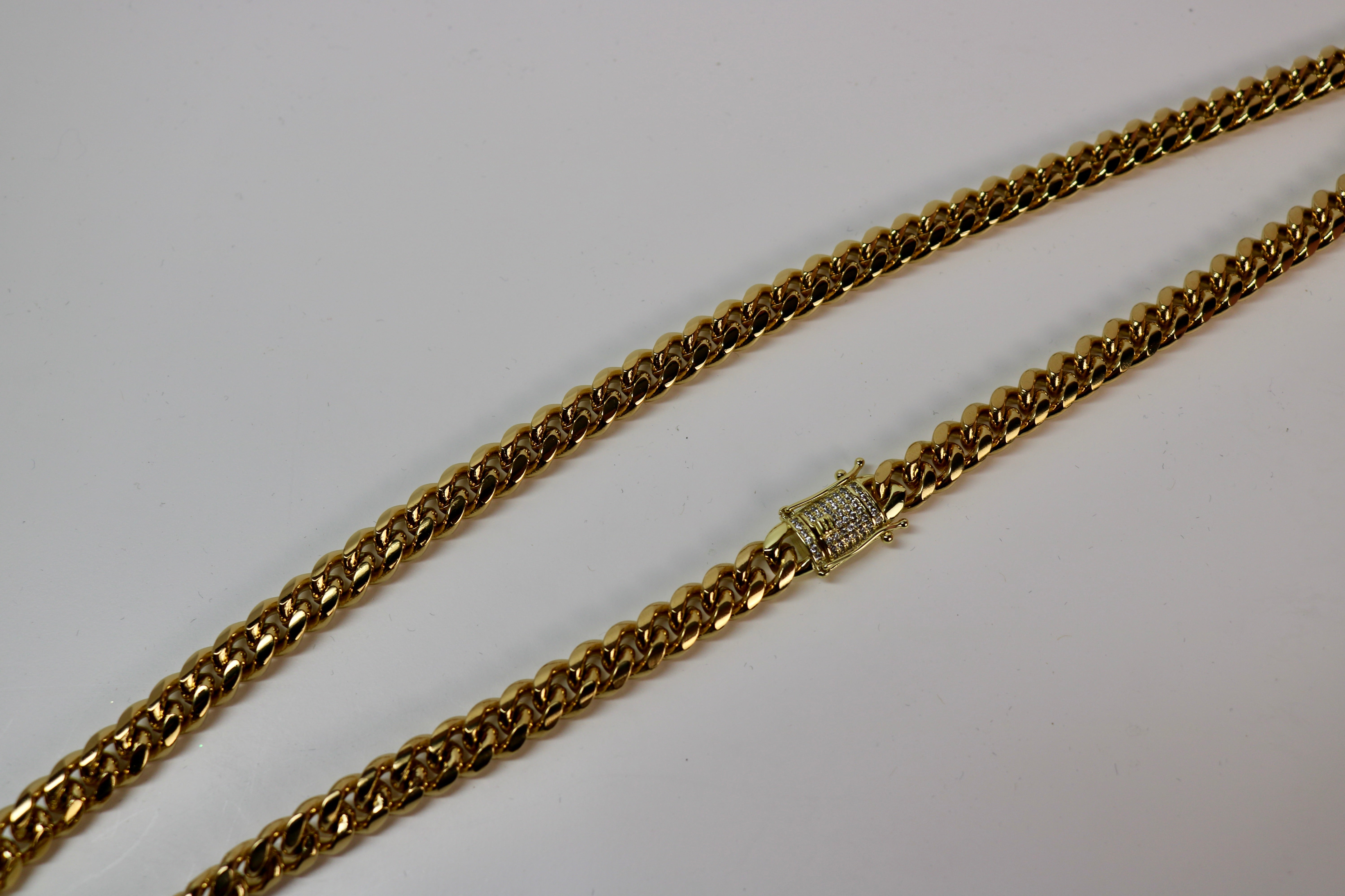 14k Gold Plated Miami Cuban Link Chain With Diamond Clasp - 8MM