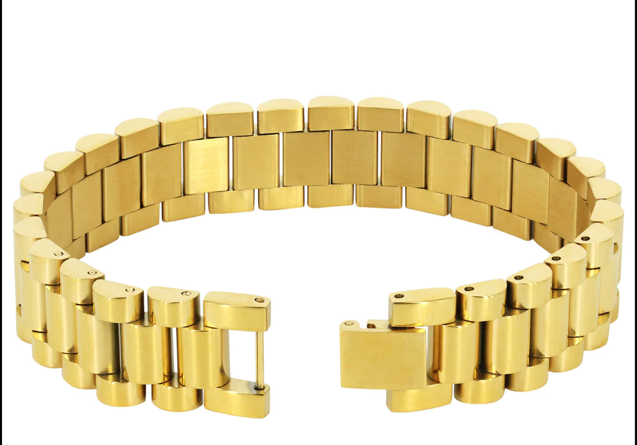 Rolex Style Bracelet 14k Gold Plated