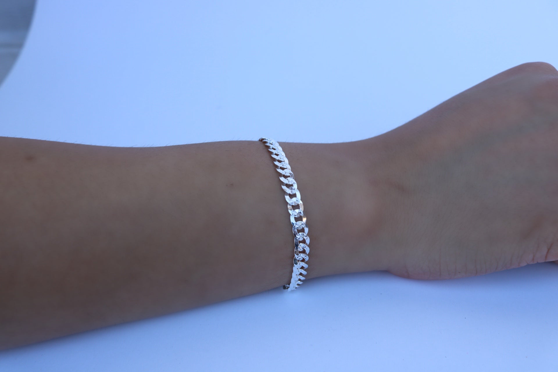 Pave Flat Curb Bracelet - 7 inch Sterling Silver - Alwayslavishshop