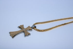 Two Tone Layer Cross - Gold Plated w/ a Cubic Zirconia or Chain Set - Alwayslavishshop