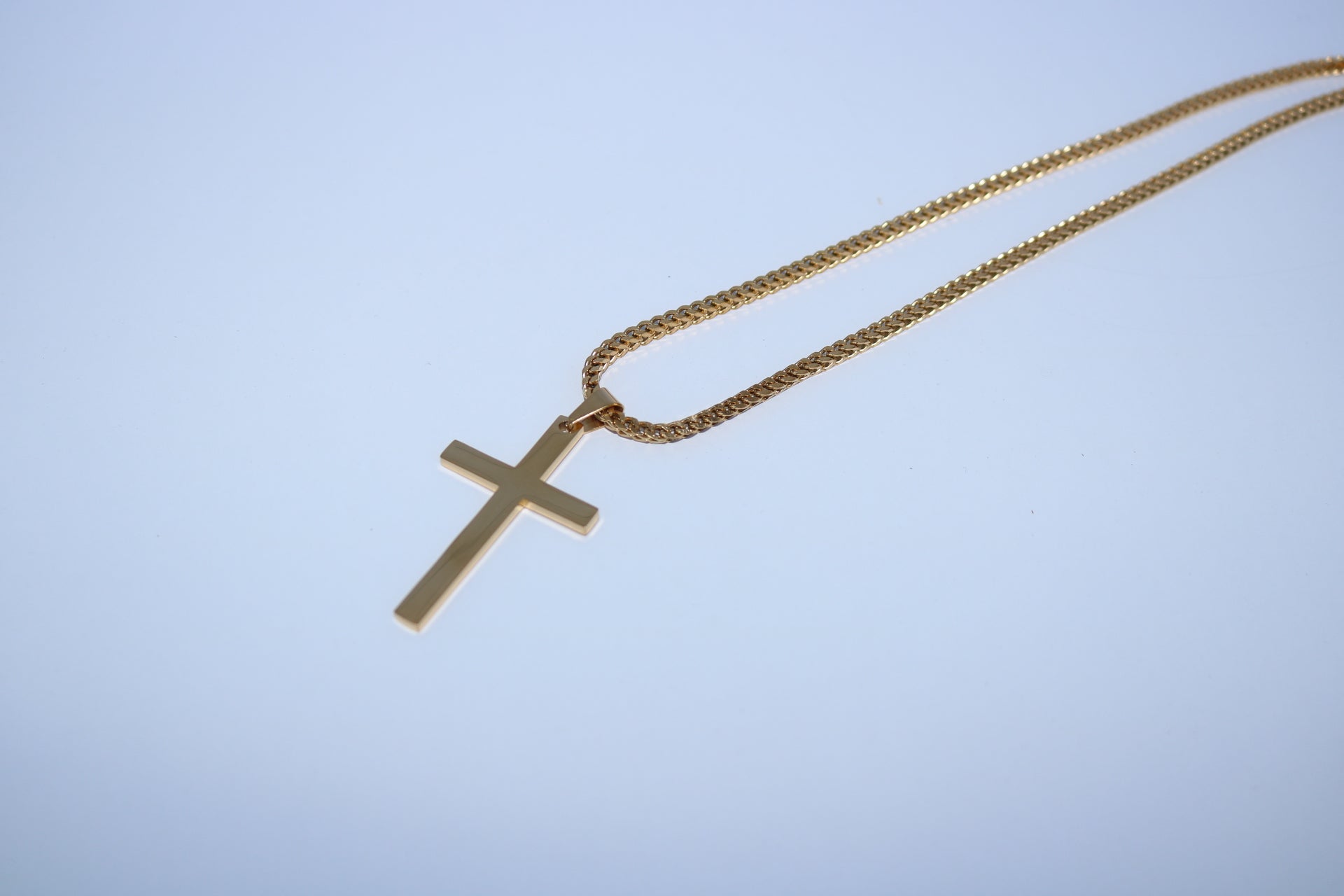 Solid Cross Gold Plated Pendant With a Chain - Alwayslavishshop