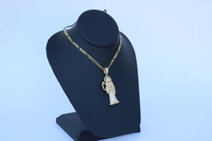 Iced Out Santa Muerte /Grim Reaper Pendant or Chain Set REAL .925 Silver w/ (REAL 14k Gold Bond) - Alwayslavishshop