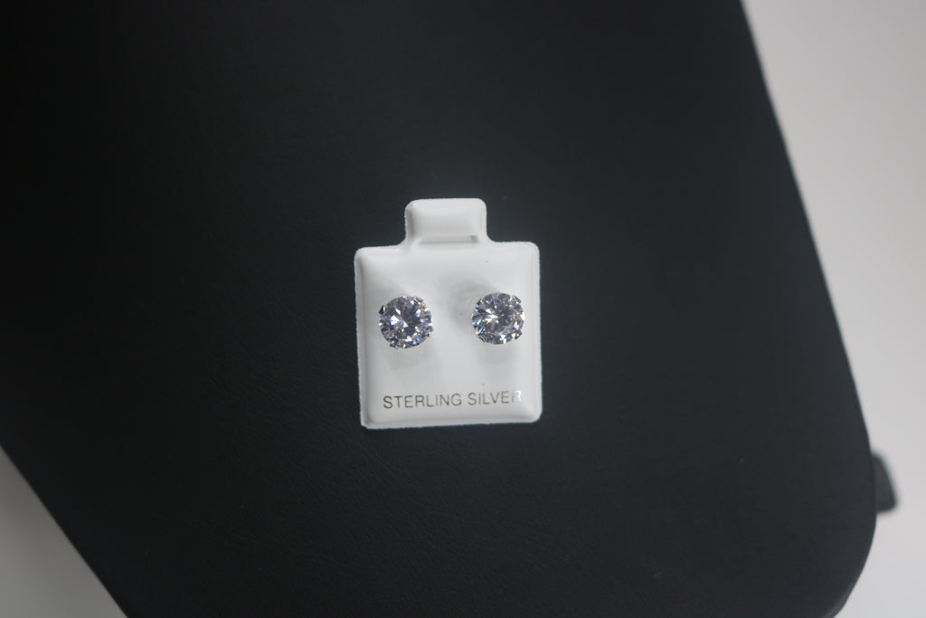 3 ct Sterling Silver CZ Stud Earrings 7MM