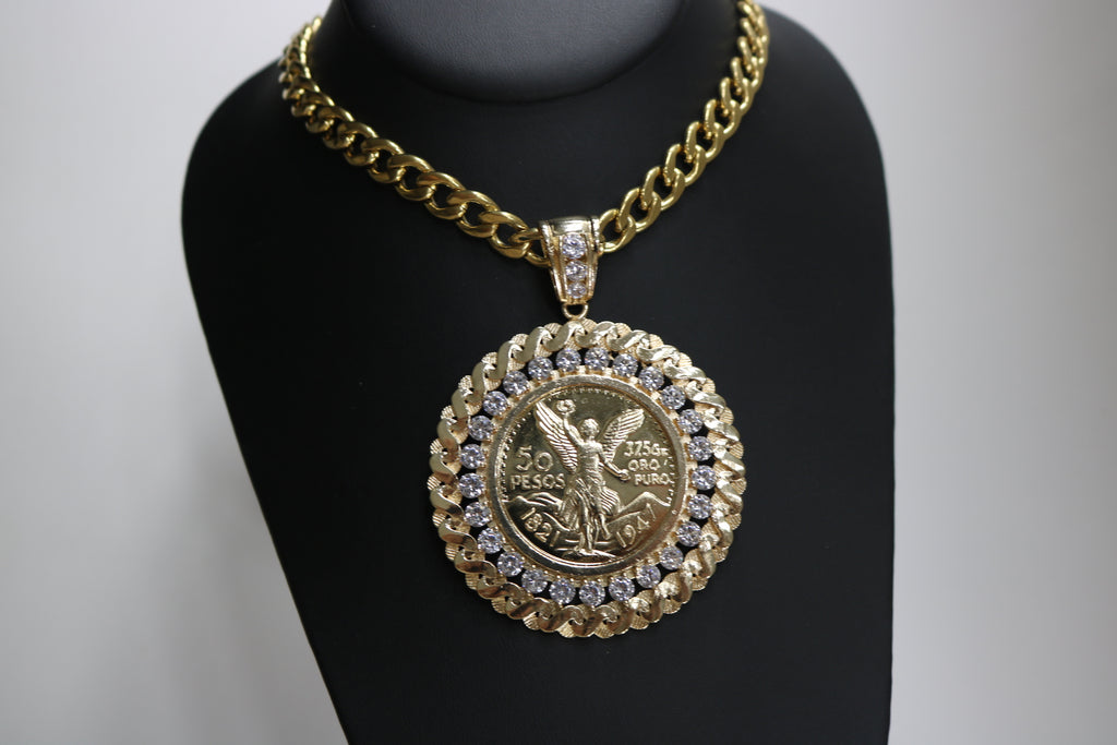 (10k Gold Plated) Centenario With Stones - Jewelry Set