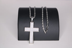 Iced Out Cross Pendant Chain Set