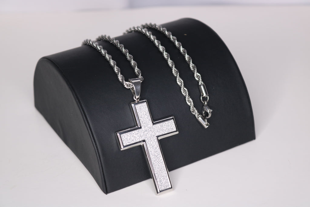 Iced Out Cross Pendant Chain Set