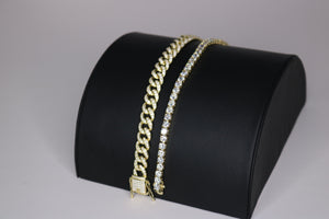 Miami Cuban Link Diamond Bracelet  - 8.9mm Vermeil Gold (.925 Silver)