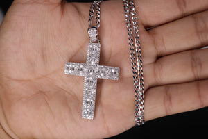 Baguette Cross With Chain (REAL .925 Silver) - Jewelry Set