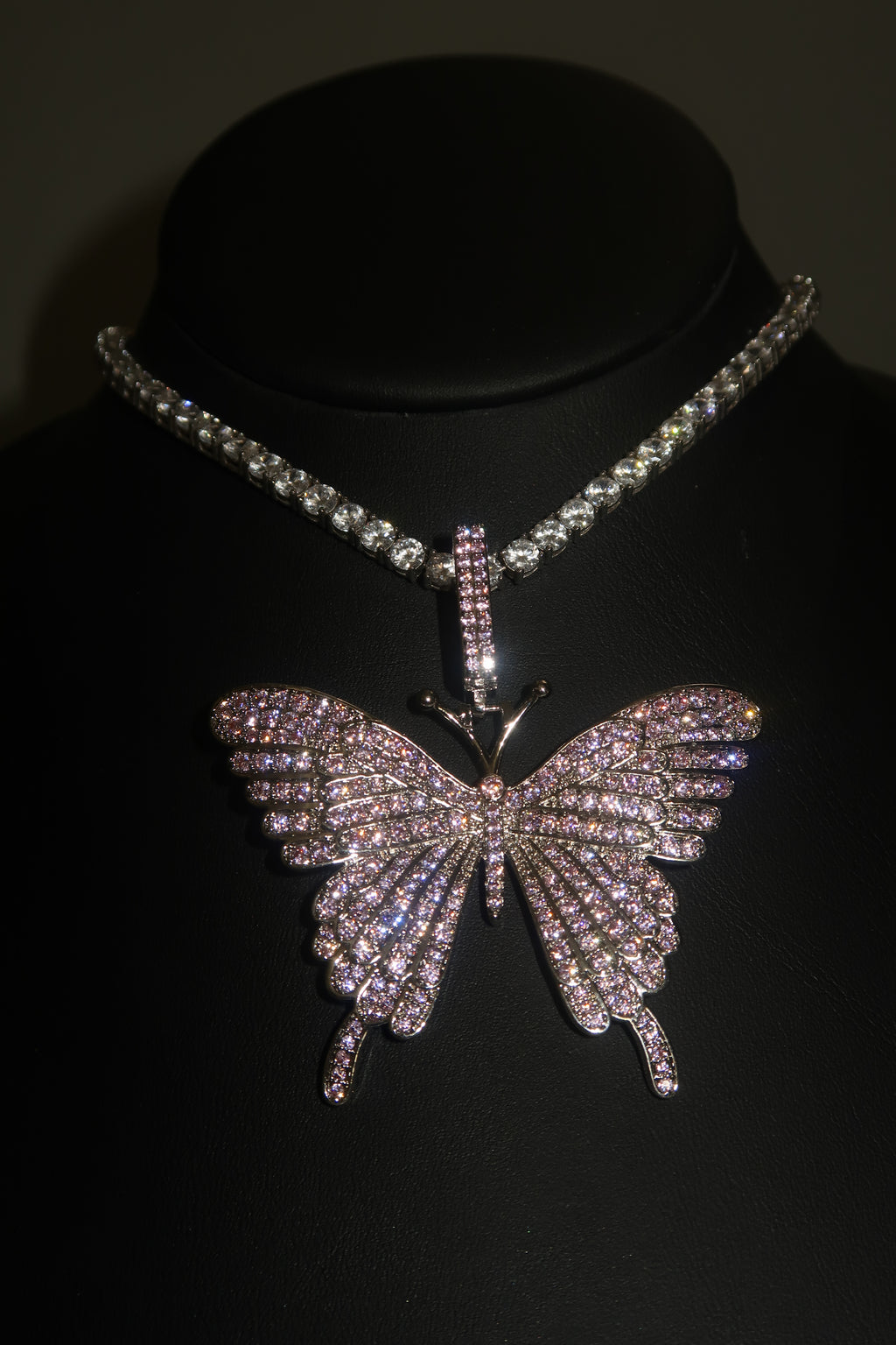 ICED OUT PINK BUTTERFLY - Pendant