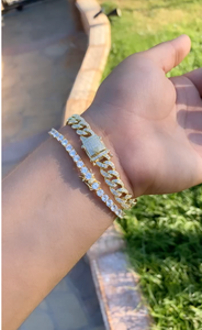 Miami Cuban Link Diamond Bracelet  - 8.9mm Vermeil Gold (.925 Silver)