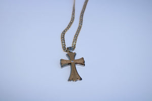 Two Tone Layer Cross - Gold Plated w/ a Cubic Zirconia or Chain Set - Alwayslavishshop