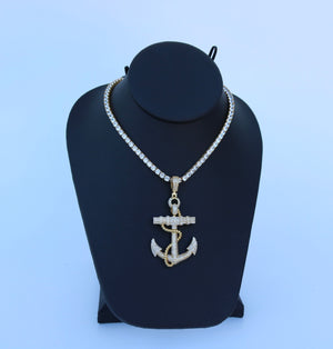 Iced out Anchor Pendant or Chain Set Vermeil Gold - Alwayslavishshop