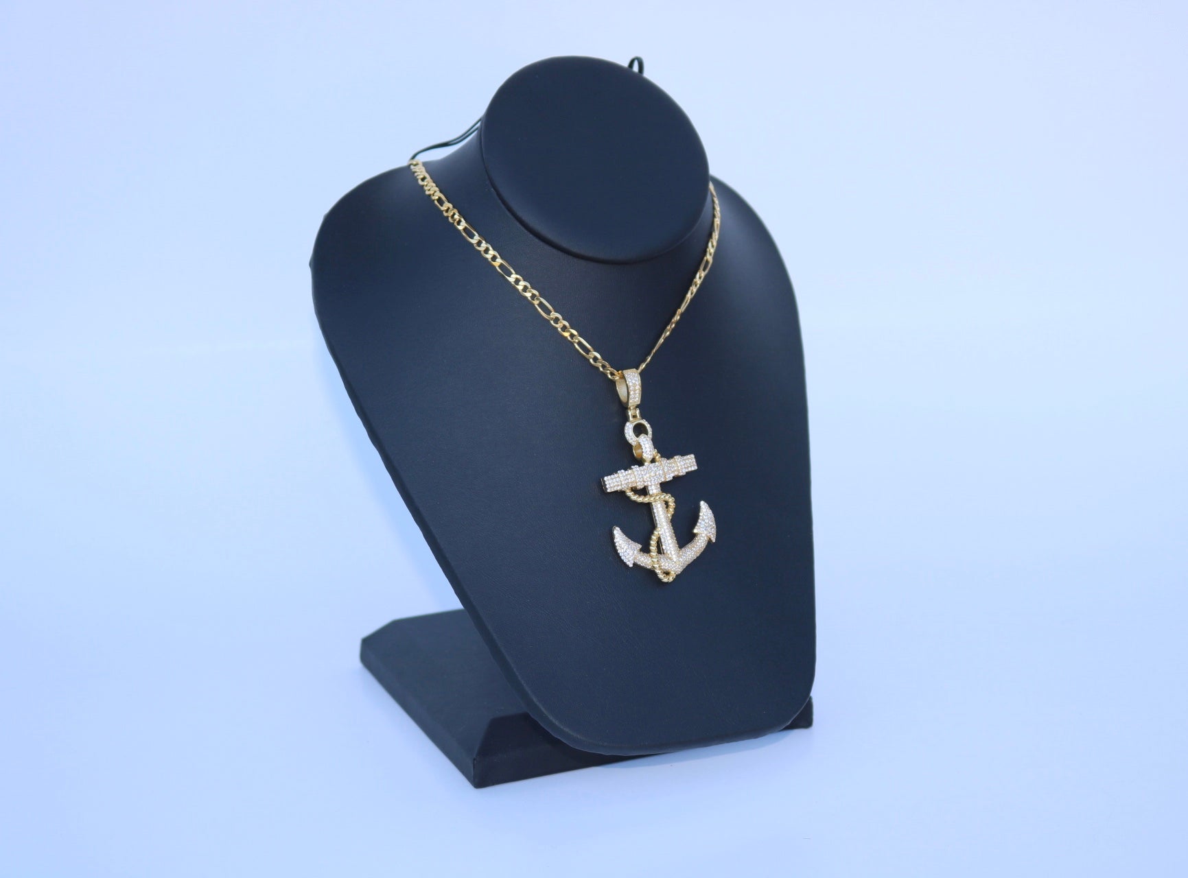 Iced out Anchor Pendant or Chain Set Vermeil Gold - Alwayslavishshop