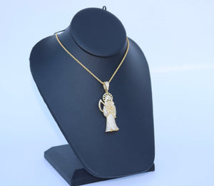 Iced Out Santa Muerte /Grim Reaper Pendant or Chain Set REAL .925 Silver w/ (REAL 14k Gold Bond) - Alwayslavishshop
