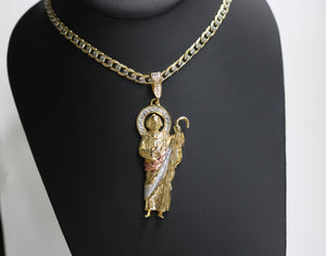 San Judas with Stones (18k Gold Plated) - Jewelry Set