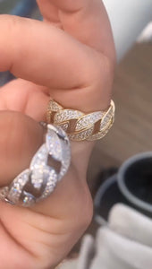 Miami Cuban Link Diamond Ring - Real .925 Silver