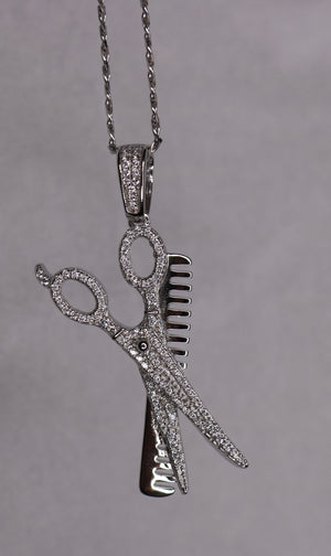 Barber Scissors Comb (Real .925 Silver) - Jewelry Set