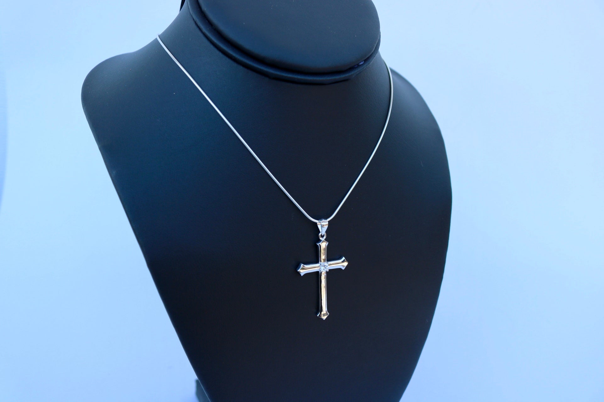 Silver Cross Pendant w/ CZ - Alwayslavishshop