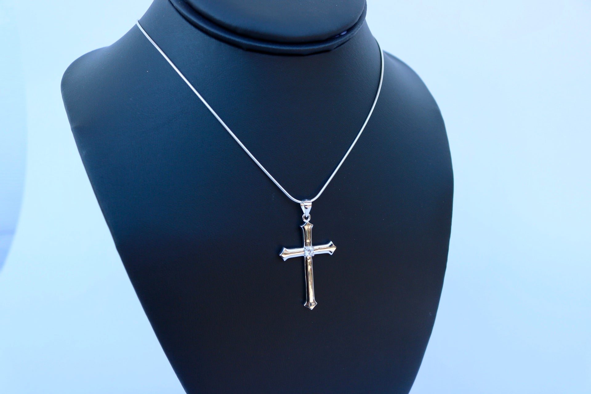 Silver Cross Pendant w/ CZ - Alwayslavishshop