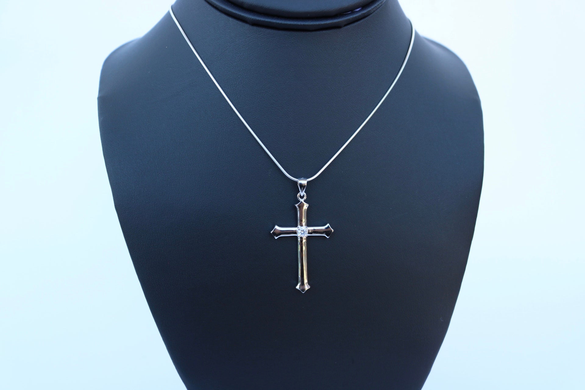 Silver Cross Pendant w/ CZ - Alwayslavishshop