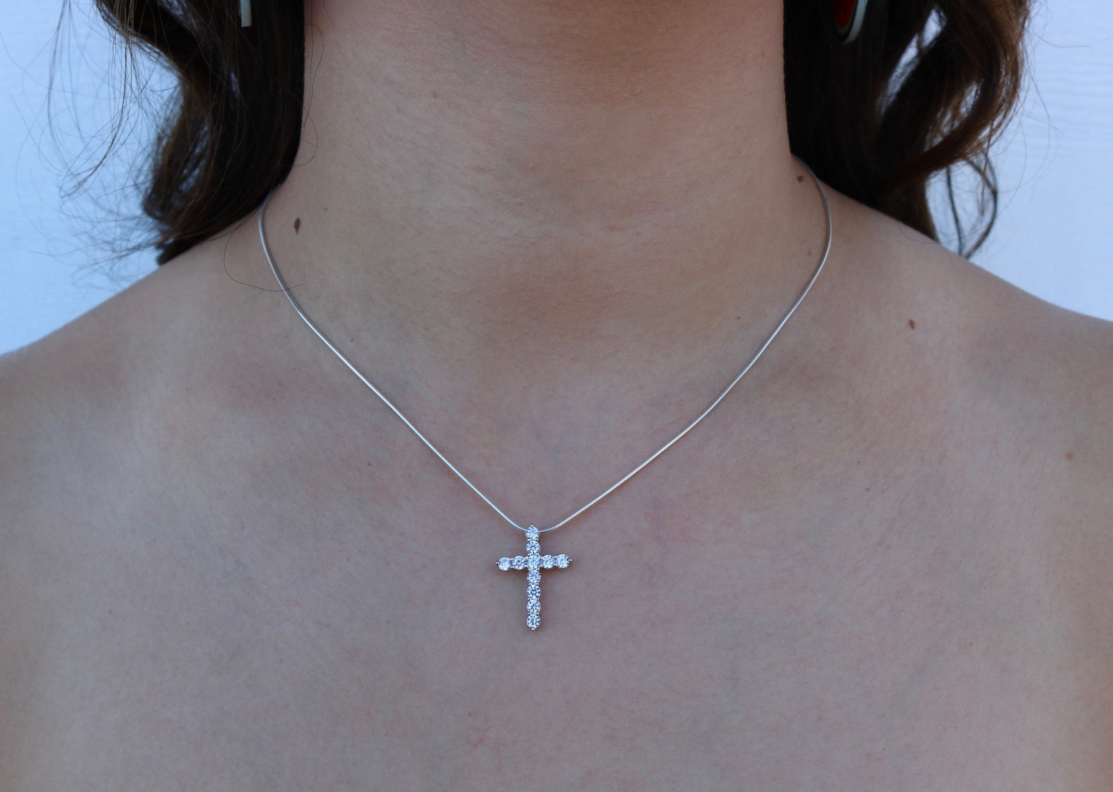 Snake Chain - 1mm Sterling Silver W/ a Iced out Cross - Alwayslavishshop