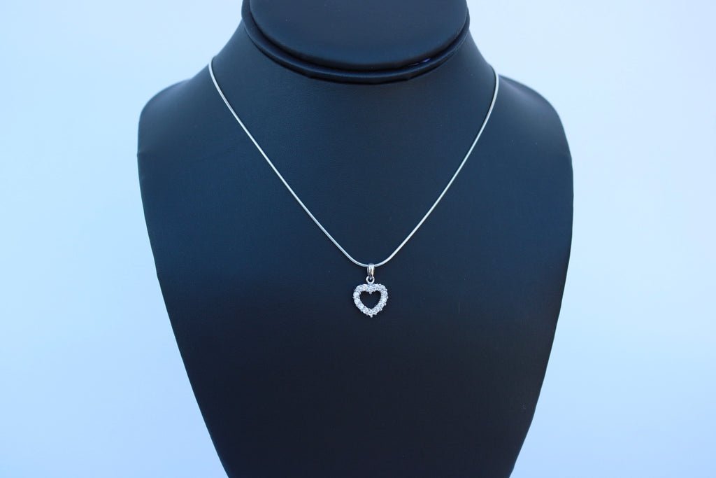 Snake Chain - 1mm Sterling Silver W/ a Heart Pendant - Alwayslavishshop