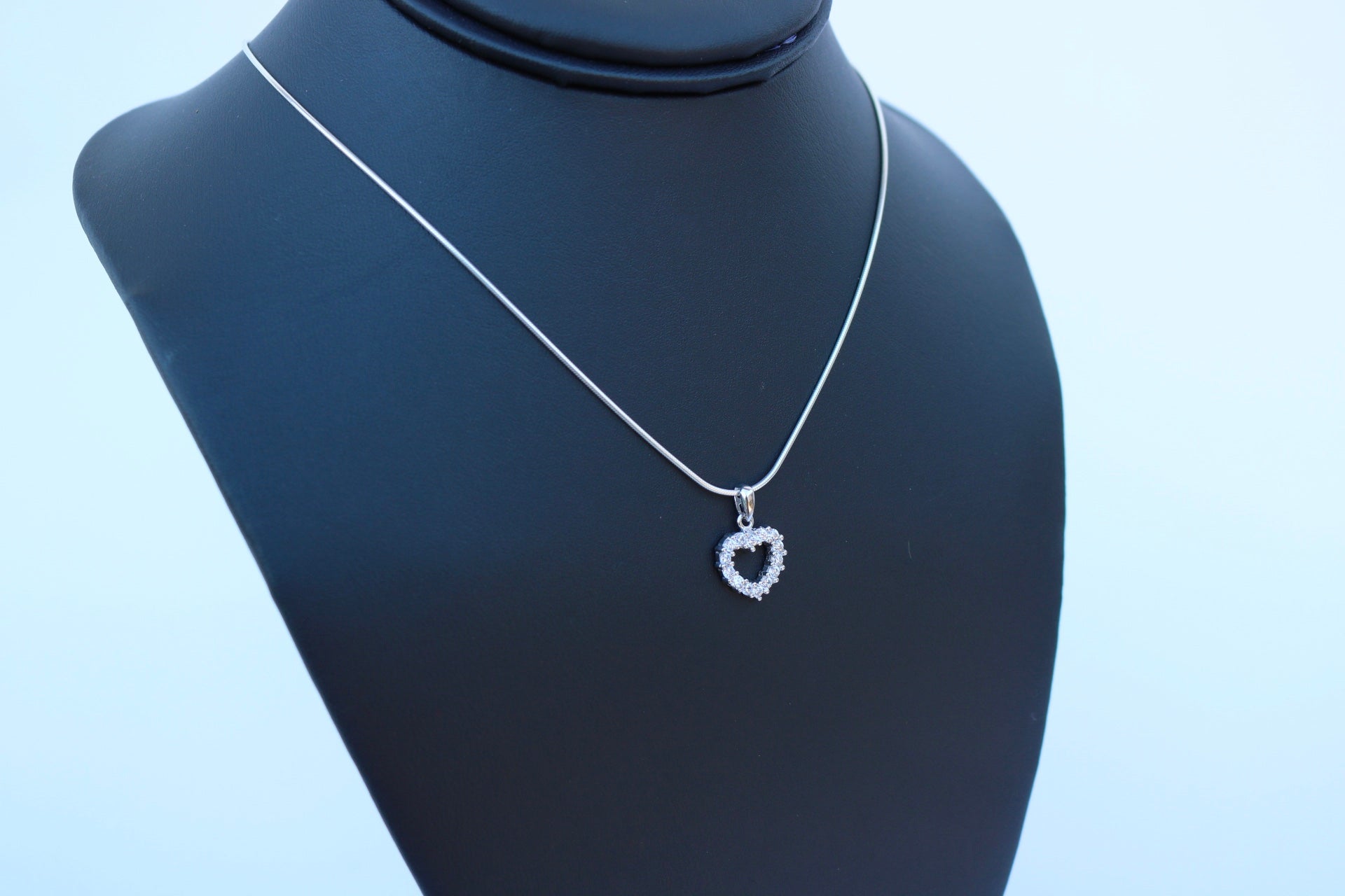 Snake Chain - 1mm Sterling Silver W/ a Heart Pendant - Alwayslavishshop