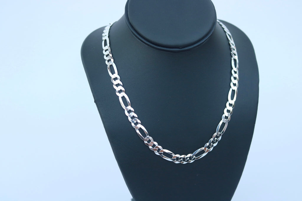 Silver Flat Figaro Chain 8mm - Alwayslavishshop