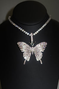 Iced Out Butterfly Pendant in Silver