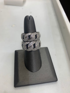 Miami Cuban Link Diamond Ring - Real .925 Silver